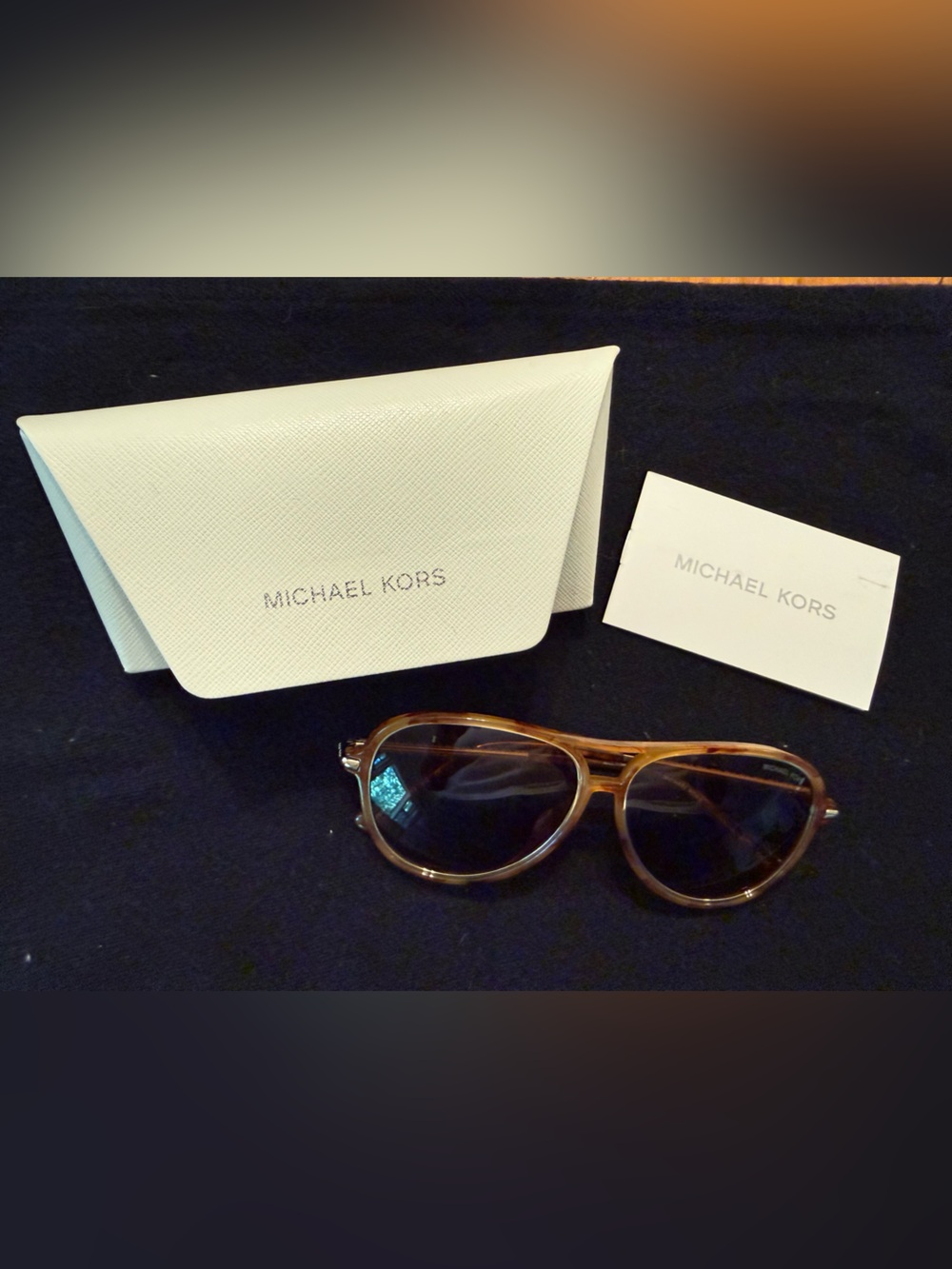 Michael Kors Women’s Breckenridge Brown Aviator Sunglasses with White Case. NWOT
